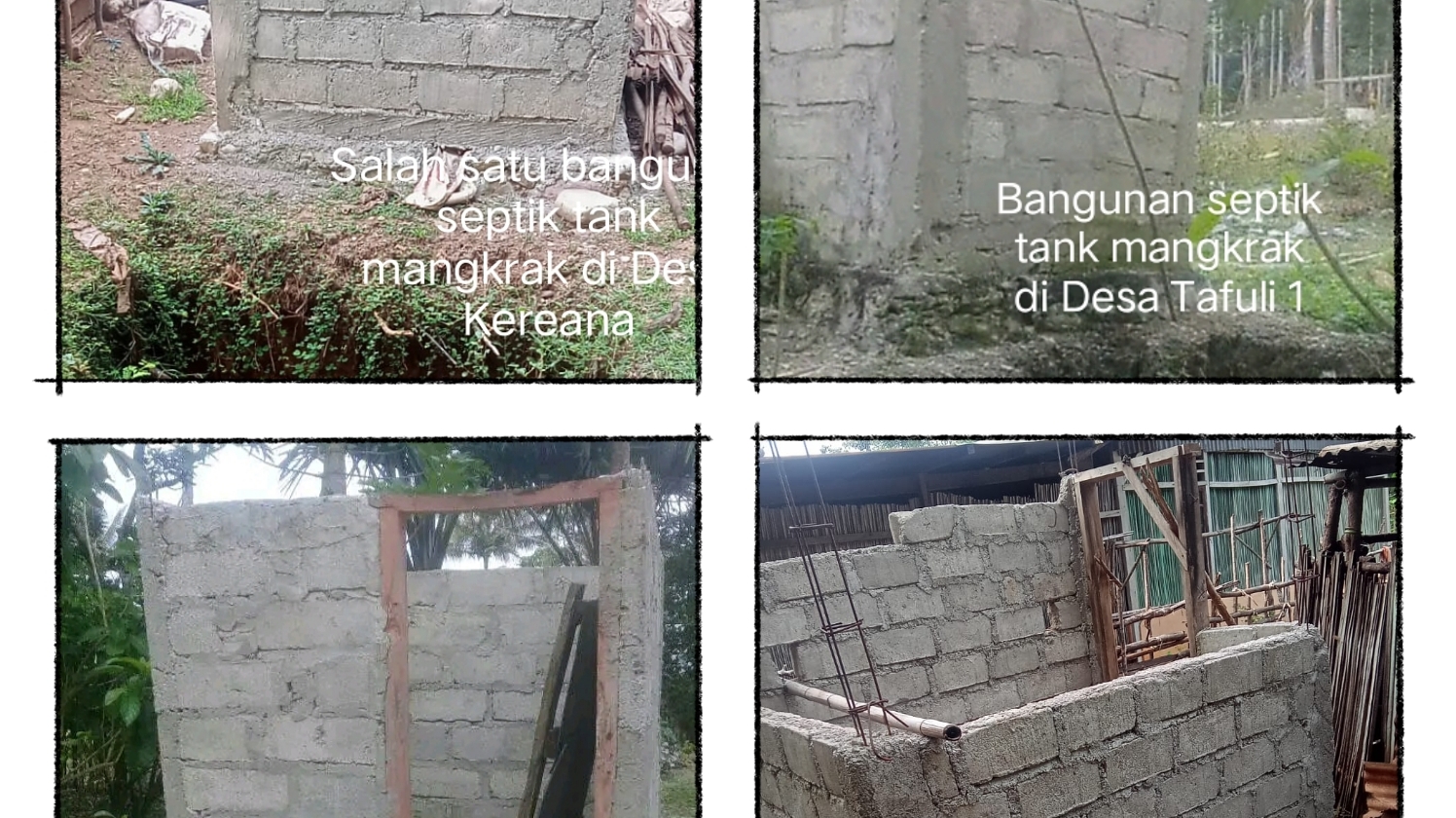Inilah kondisi fisik bangunan septik tank di Desa Kereana dan Desa Tafuli 1 yang mangkrak. Foto : FB/SMS/JN
