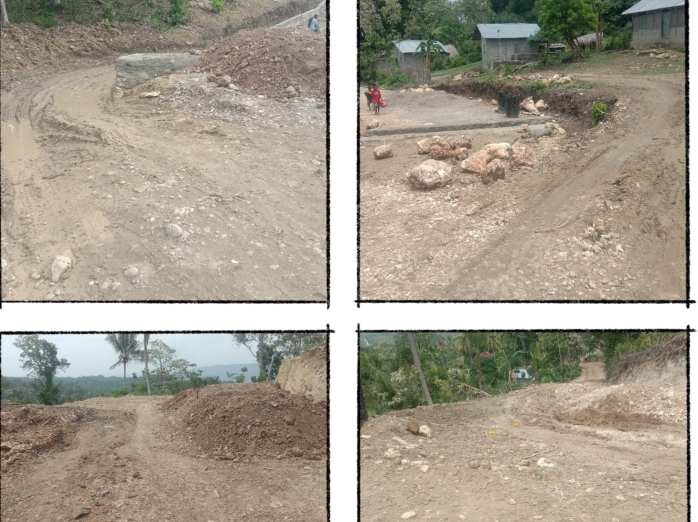 Inilah kondisi proyek perkerasan jalan Kamaradek-Nanebot yang berlumpur disaat hujan. Foto : SK/JN