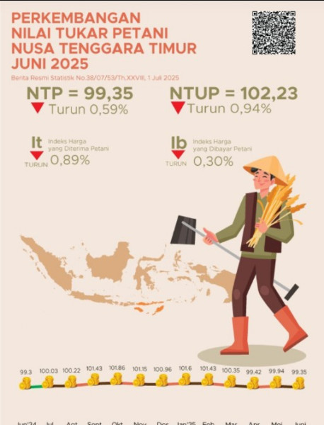 NTT Catat Penurunan Nilai Tukar Petani pada Juni 2025, Sebesar 99,35