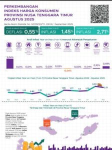 Agustus 2025, NTT Mengalami Deflasi Sebesar 0,55 Persen